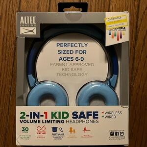 Altec Lansing Pink 2-in-1 Kid Safe Headphones New in Box